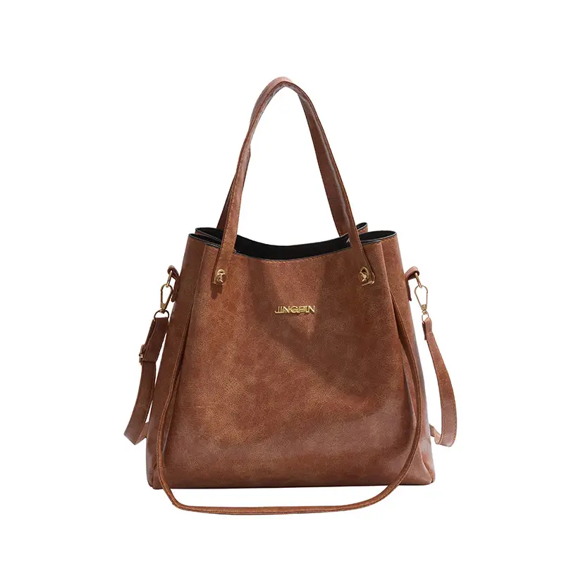 Retro Brown Women's Shoulder Bag with Long Strap