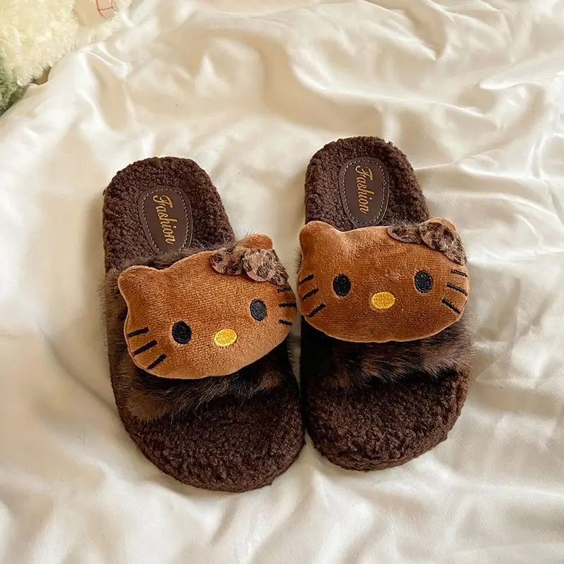 Cute Leopard Print Furry Slippers for Women 2026 New Autumn and Winter Home Indoor Non-Slip Supermarket Wholesale Cotton Slippers for Women — feature 1