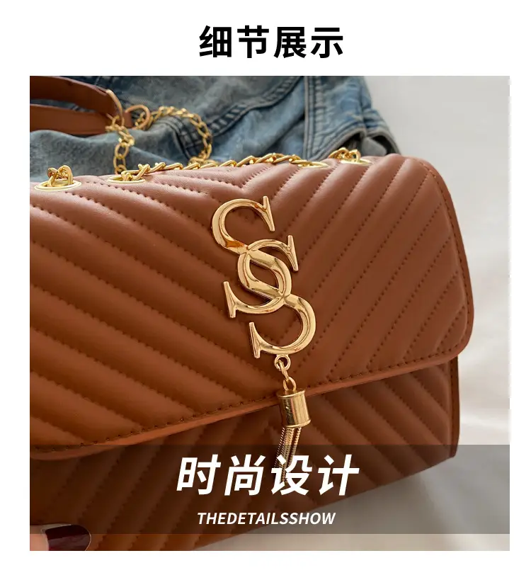 Trendy Retro Chain Crossbody Bag with Embroidery — feature 3
