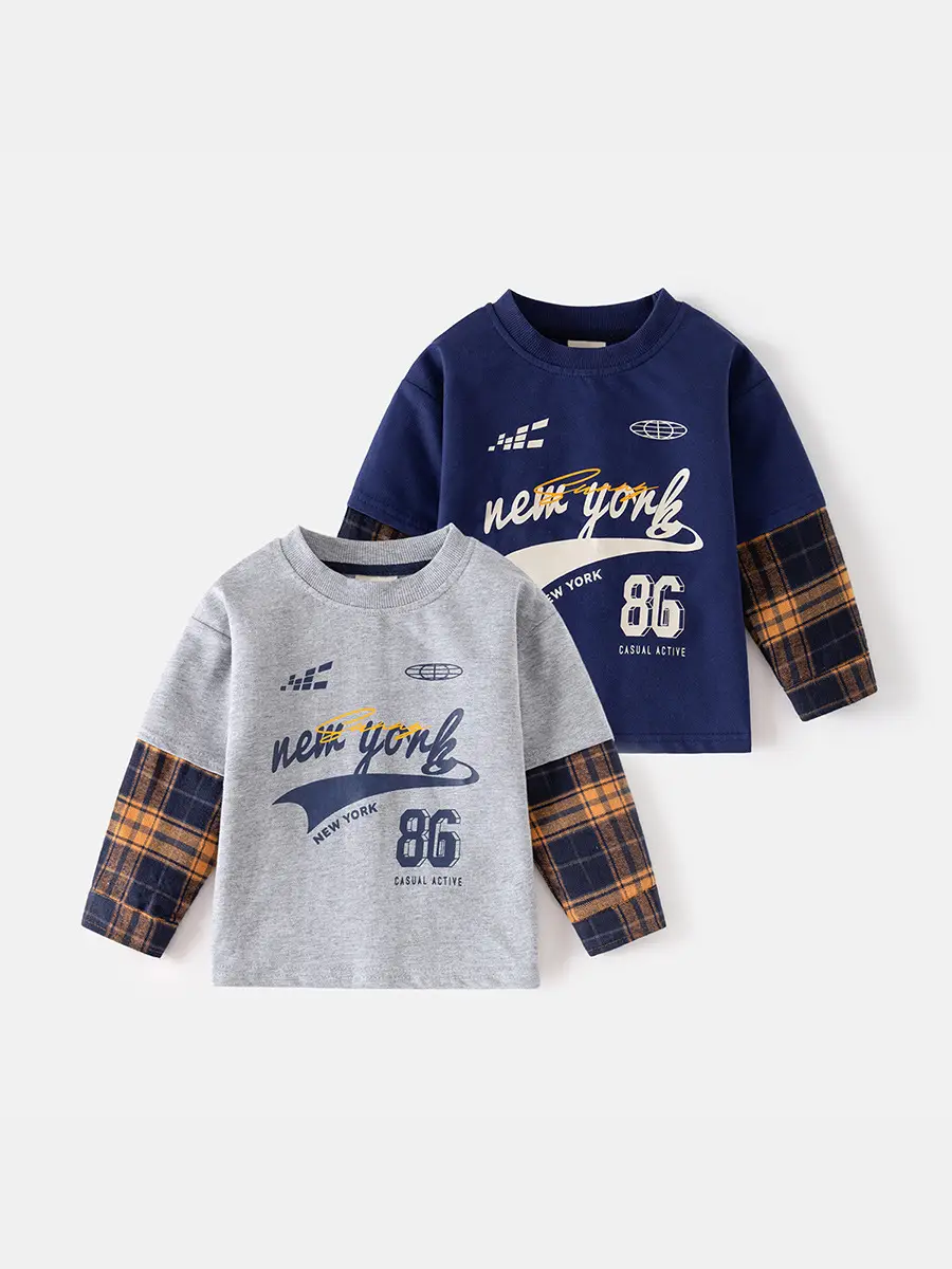 New York 86 Boys Cotton Long Sleeve T-Shirt Blue - Image 3