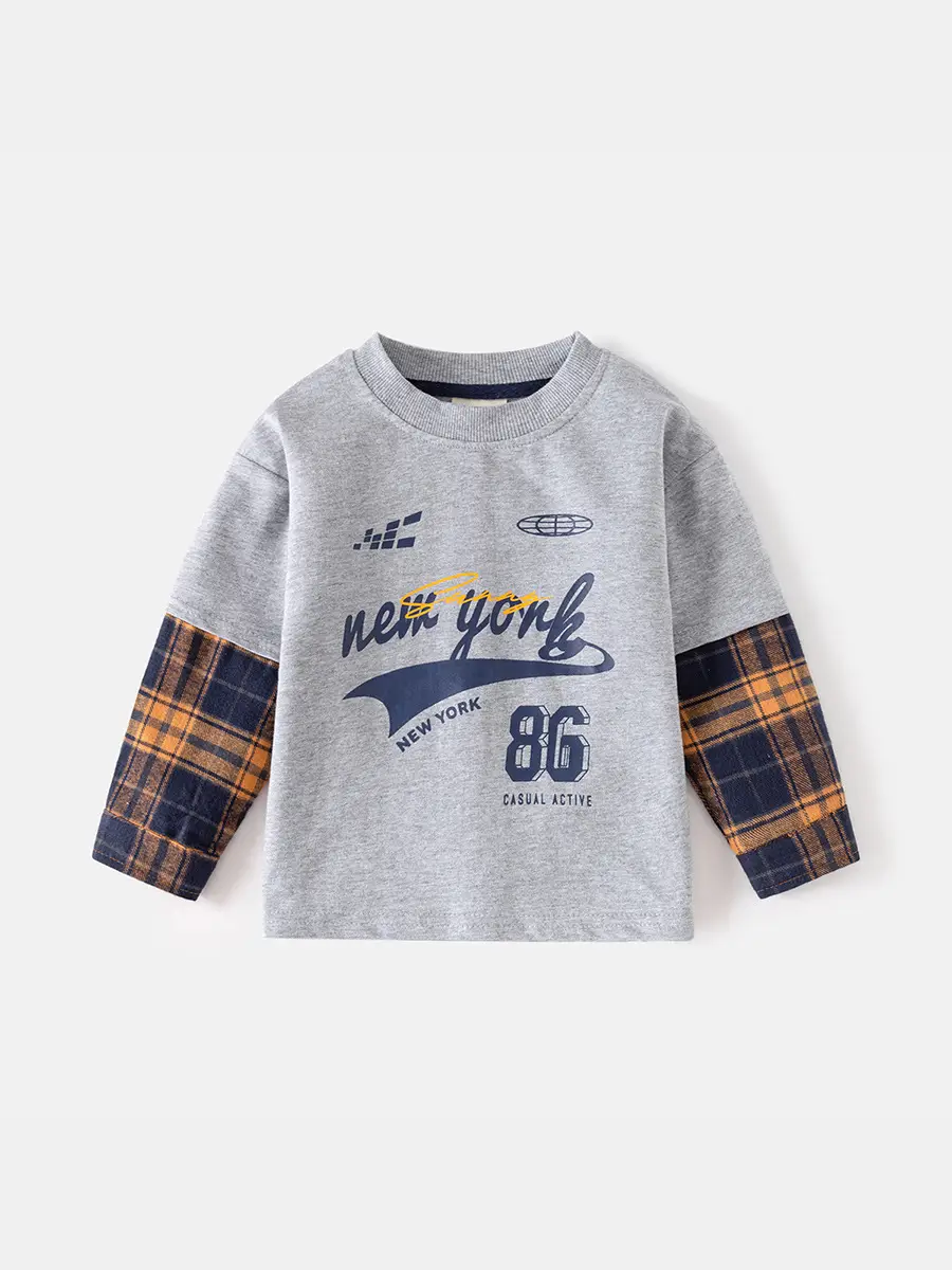 New York 86 Boys Cotton Long Sleeve T-Shirt Blue - Image 4
