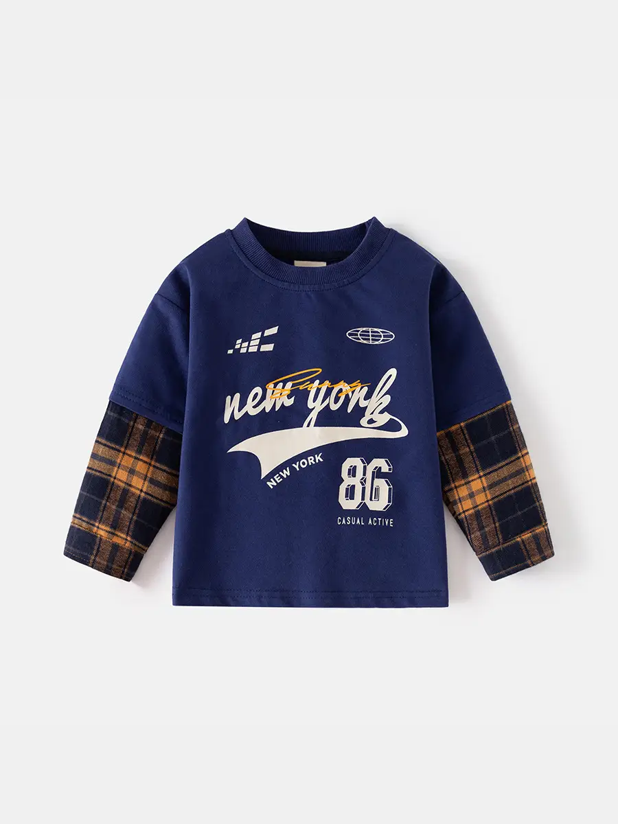 New York 86 Boys Cotton Long Sleeve T-Shirt Blue - Image 5