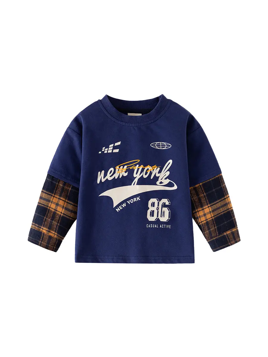 New York 86 Boys Cotton Long Sleeve T-Shirt Blue - Image 7