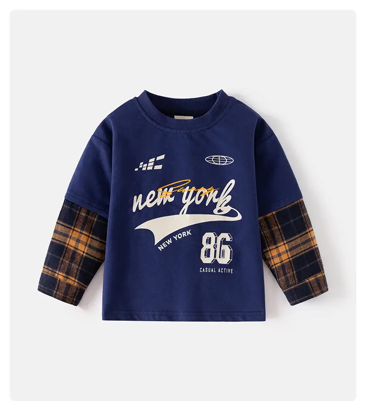New York 86 Boys Cotton Long Sleeve T-Shirt Blue — feature 1