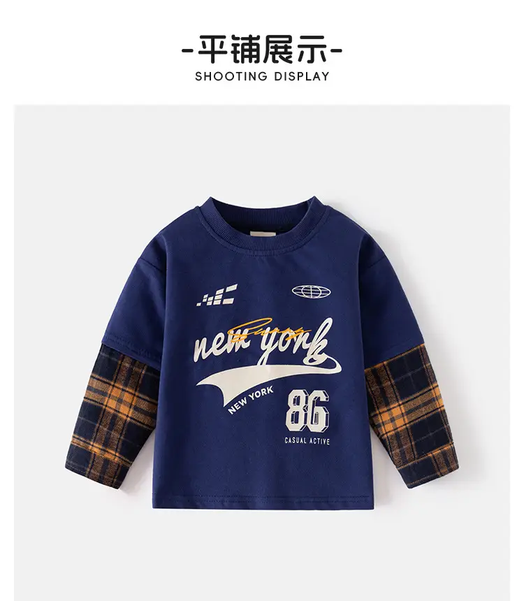 New York 86 Boys Cotton Long Sleeve T-Shirt Blue — feature 8