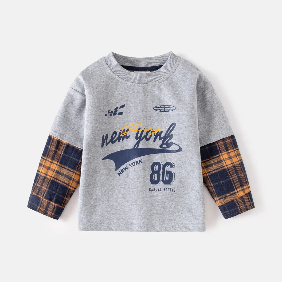 New York 86 Boys Cotton Long Sleeve T-Shirt Blue - Image 2