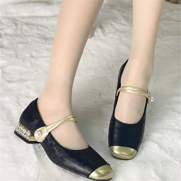 National Style New Chinese Style High Heels Women's 2025 Spring New Arrival Light Luxury Gentle Evening Style Dress French Style Thick Heel Single-layer Shoes - Image 5