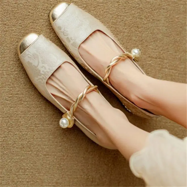 National Style New Chinese Style High Heels Women's 2025 Spring New Arrival Light Luxury Gentle Evening Style Dress French Style Thick Heel Single-layer Shoes - Image 6