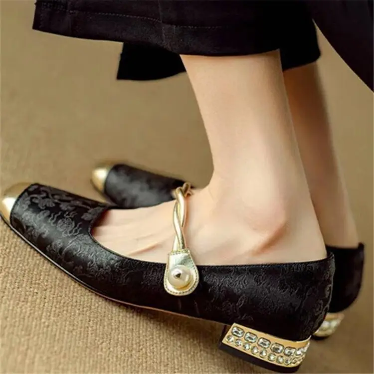 National Style New Chinese Style High Heels Women's 2025 Spring New Arrival Light Luxury Gentle Evening Style Dress French Style Thick Heel Single-layer Shoes — feature 15