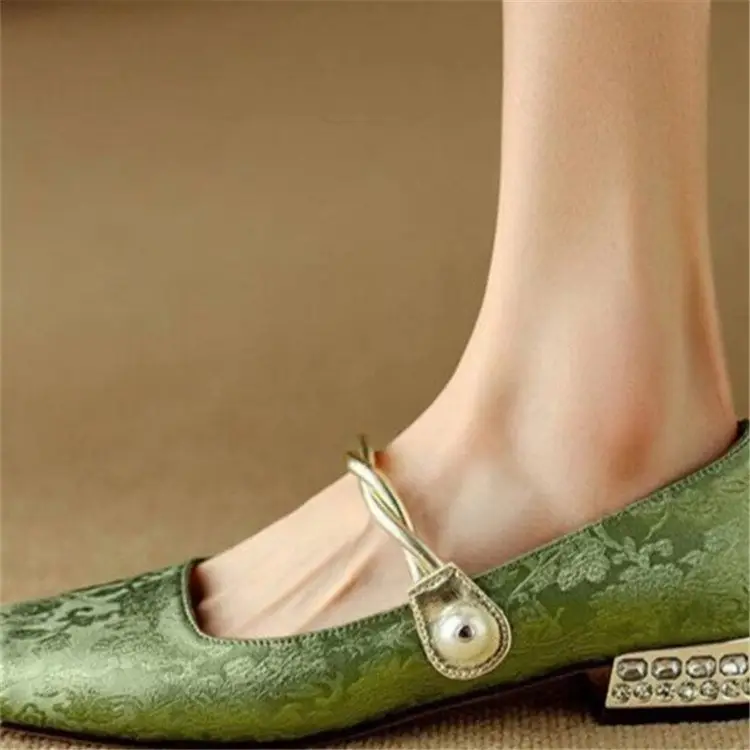 National Style New Chinese Style High Heels Women's 2025 Spring New Arrival Light Luxury Gentle Evening Style Dress French Style Thick Heel Single-layer Shoes — feature 16