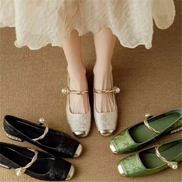 National Style New Chinese Style High Heels Women's 2025 Spring New Arrival Light Luxury Gentle Evening Style Dress French Style Thick Heel Single-layer Shoes — feature 17
