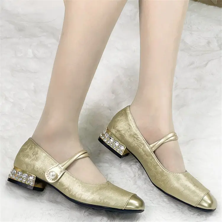 National Style New Chinese Style High Heels Women's 2025 Spring New Arrival Light Luxury Gentle Evening Style Dress French Style Thick Heel Single-layer Shoes — feature 5