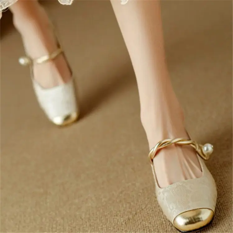 National Style New Chinese Style High Heels Women's 2025 Spring New Arrival Light Luxury Gentle Evening Style Dress French Style Thick Heel Single-layer Shoes - Image 3