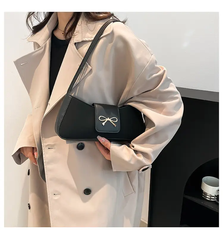 Brown Bow Embroidered Women's Shoulder Bag — feature 13