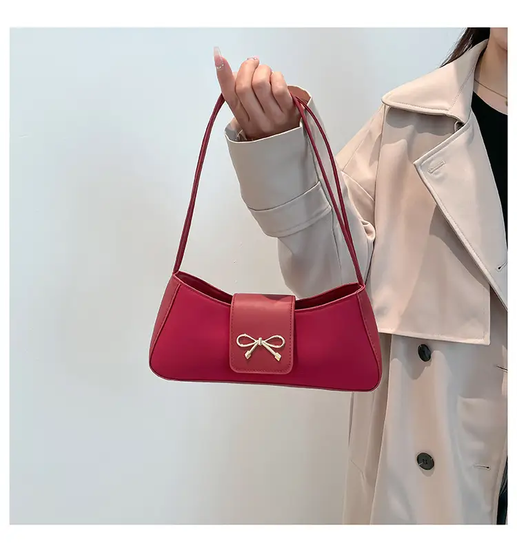 Brown Bow Embroidered Women's Shoulder Bag — feature 14
