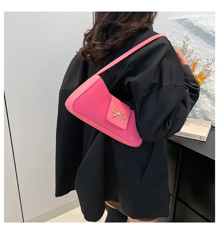 Brown Bow Embroidered Women's Shoulder Bag — feature 17