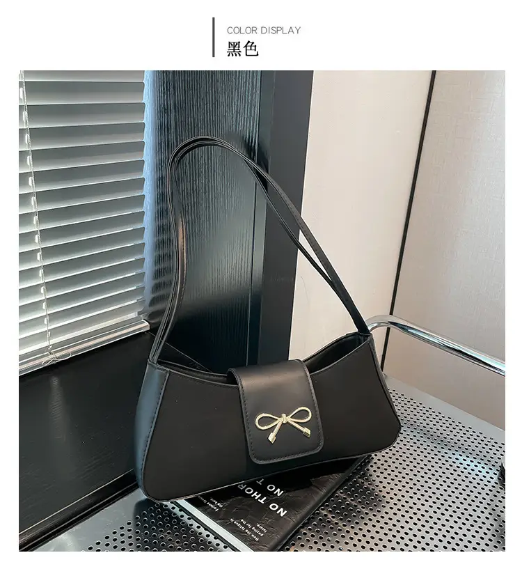Brown Bow Embroidered Women's Shoulder Bag — feature 21