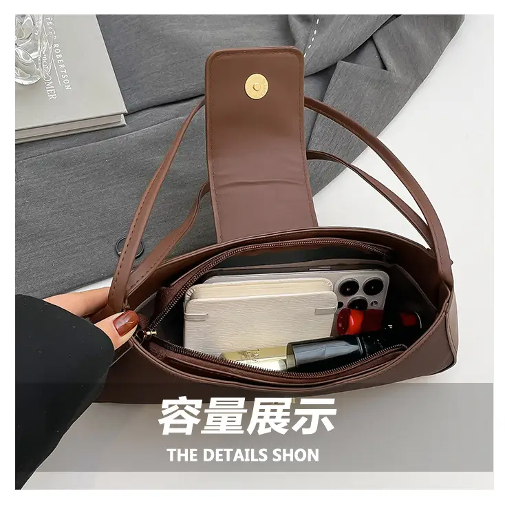 Brown Bow Embroidered Women's Shoulder Bag — feature 7