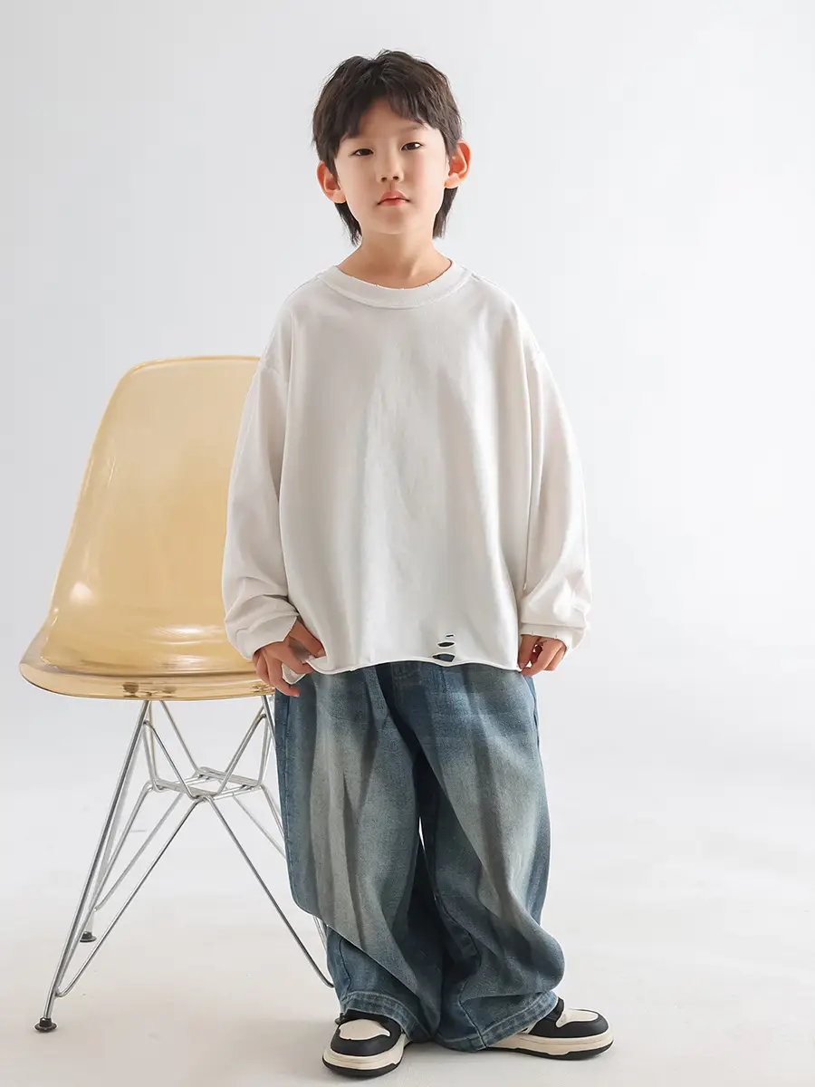 Kids Korean Style Cotton T-Shirt White 2026 - Image 6