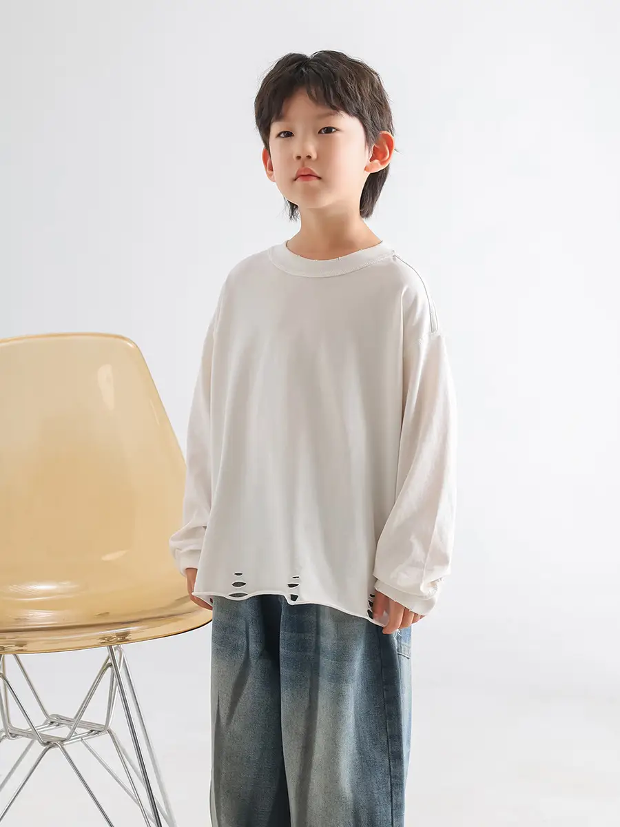Kids Korean Style Cotton T-Shirt White 2026 - Image 7