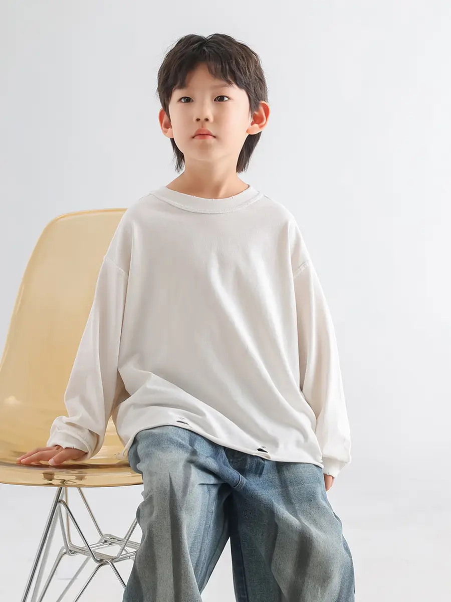 Kids Korean Style Cotton T-Shirt White 2026 - Image 9