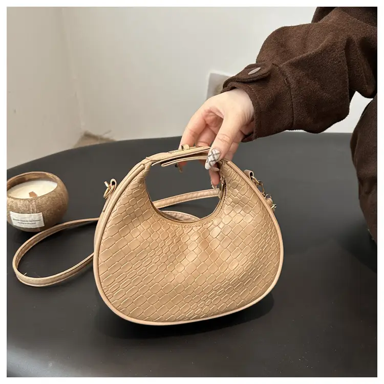 Women's Woven Crocodile Shoulder Bag Brown 2025 — feature 11