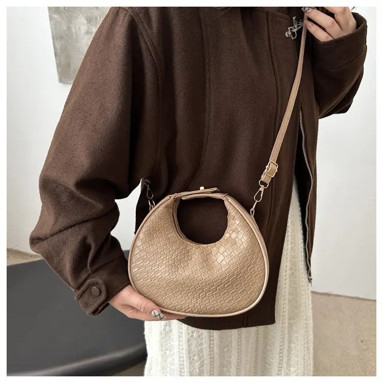 Women's Woven Crocodile Shoulder Bag Brown 2025 — feature 12