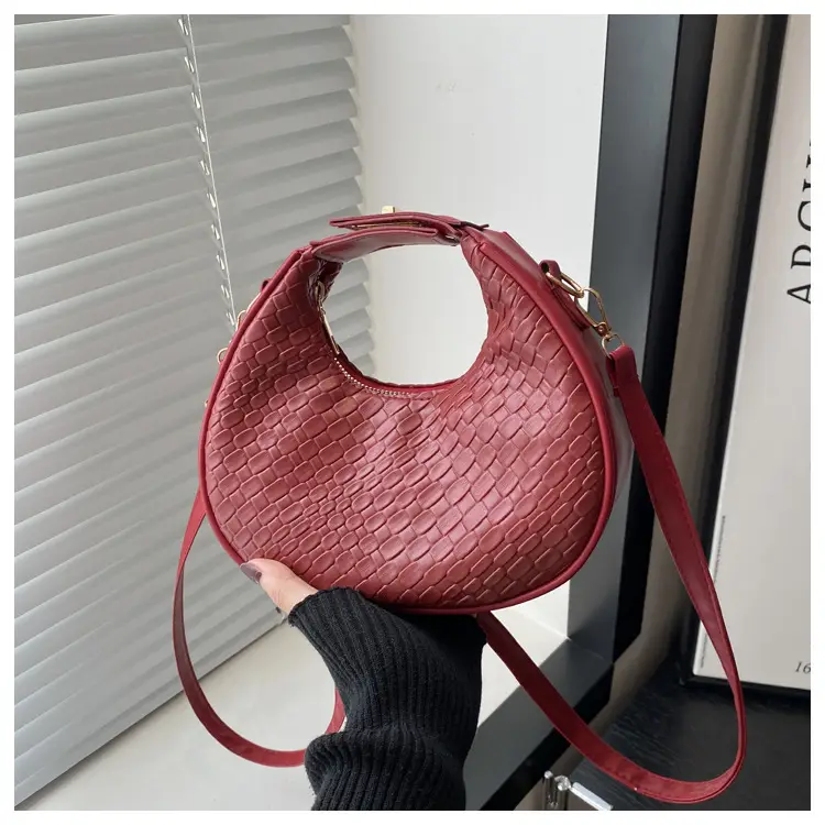 Women's Woven Crocodile Shoulder Bag Brown 2025 — feature 19