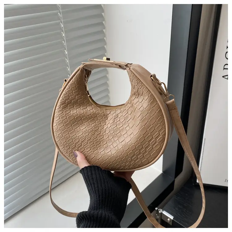 Women's Woven Crocodile Shoulder Bag Brown 2025 — feature 22