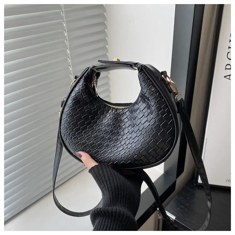Women's Woven Crocodile Shoulder Bag Brown 2025 — feature 23