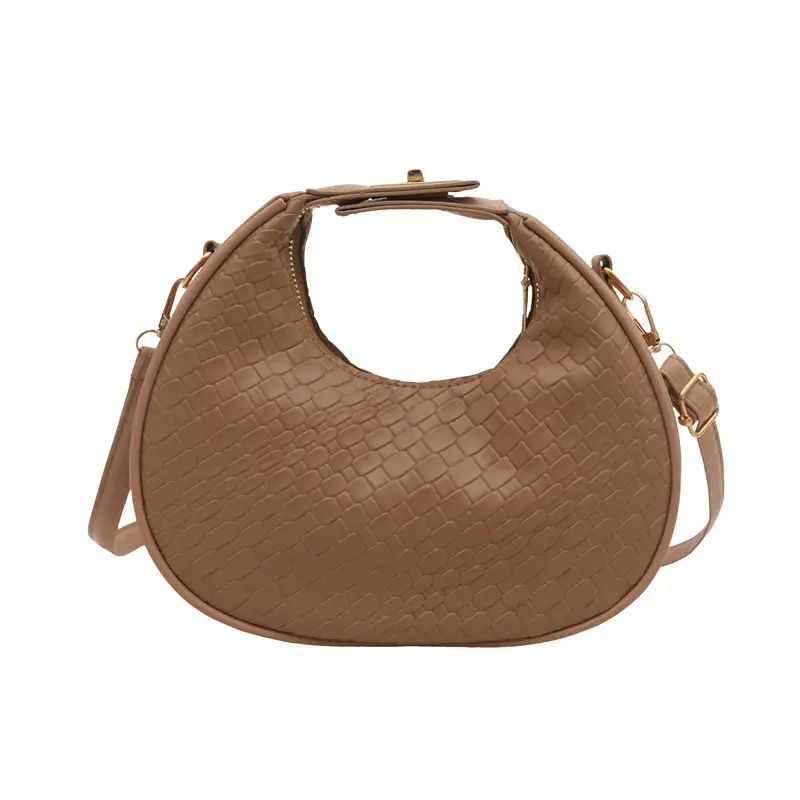 Women's Woven Crocodile Shoulder Bag Brown 2025 - Image 5