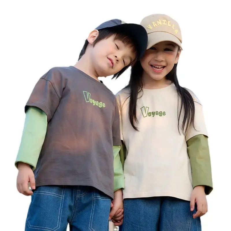 Mianhuatang Boys Long Sleeve T-Shirt Fake Two Piece Set - Image 8
