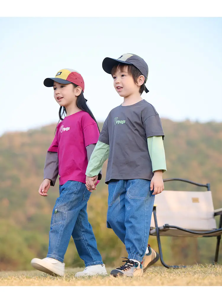 Mianhuatang Boys Long Sleeve T-Shirt Fake Two Piece Set — feature 18