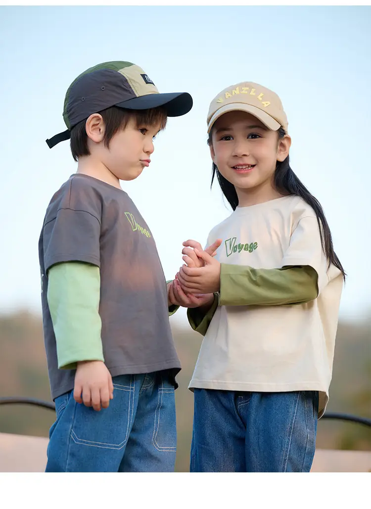 Mianhuatang Boys Long Sleeve T-Shirt Fake Two Piece Set — feature 24