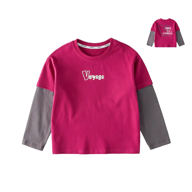 Mianhuatang Boys Long Sleeve T-Shirt Fake Two Piece Set - Image 2