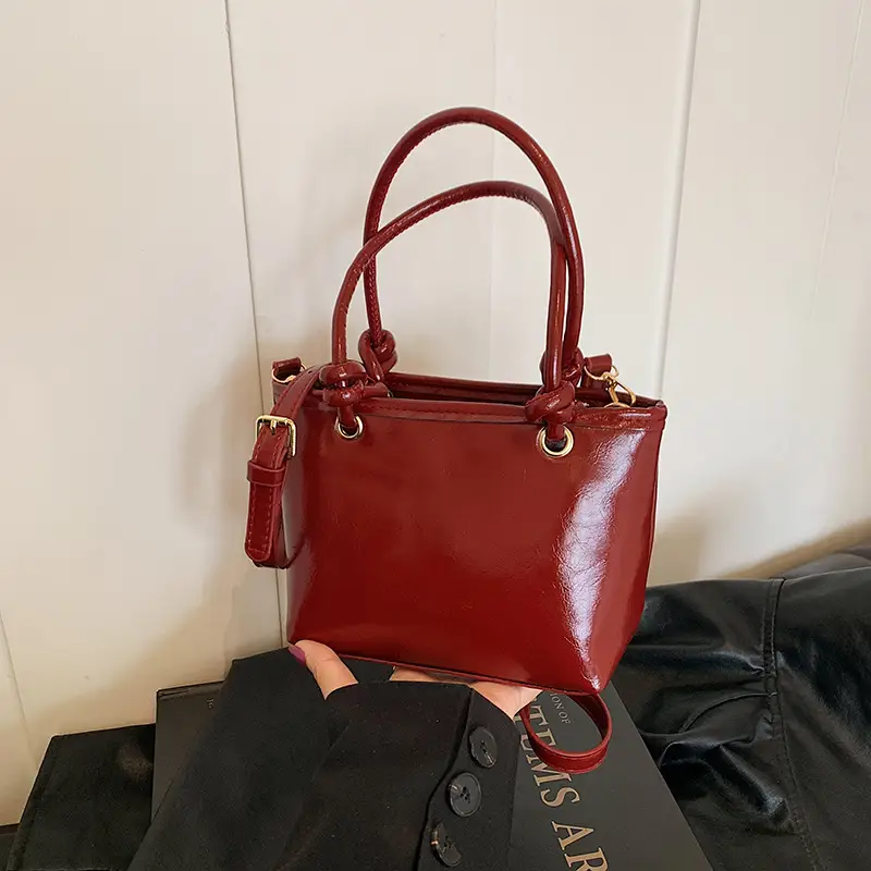 Retro Textured Bucket Bag Brown Winter Commuter Shoulder - Image 7