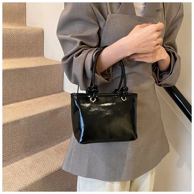 Retro Textured Bucket Bag Brown Winter Commuter Shoulder — feature 11