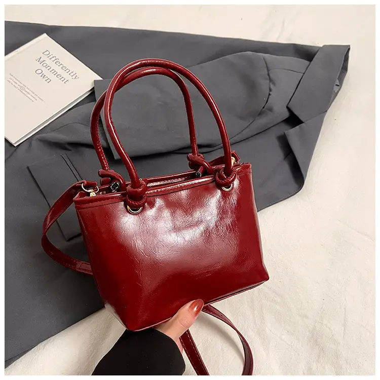 Retro Textured Bucket Bag Brown Winter Commuter Shoulder — feature 18