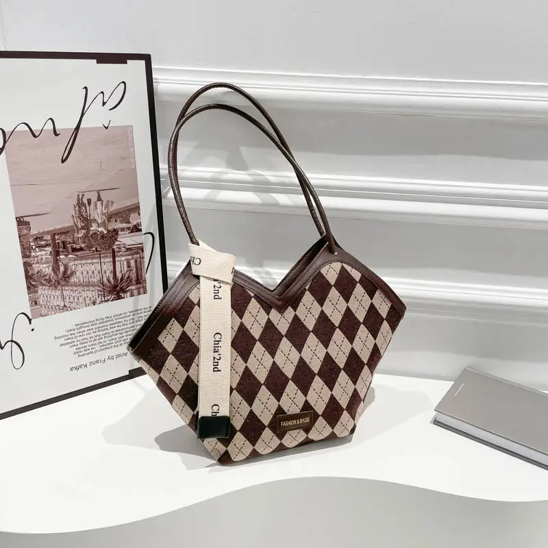 Women's Plaid Checkered Shoulder Bag Winter Commute - Image 8