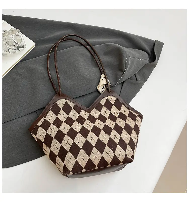 Women's Plaid Checkered Shoulder Bag Winter Commute — feature 6