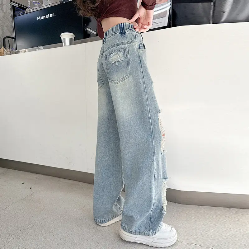 Korean Style Ripped Jeans for Girls Medium Large