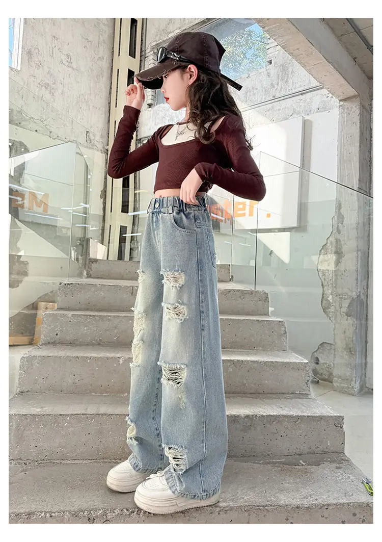 Korean Style Ripped Jeans for Girls Medium Large — feature 10
