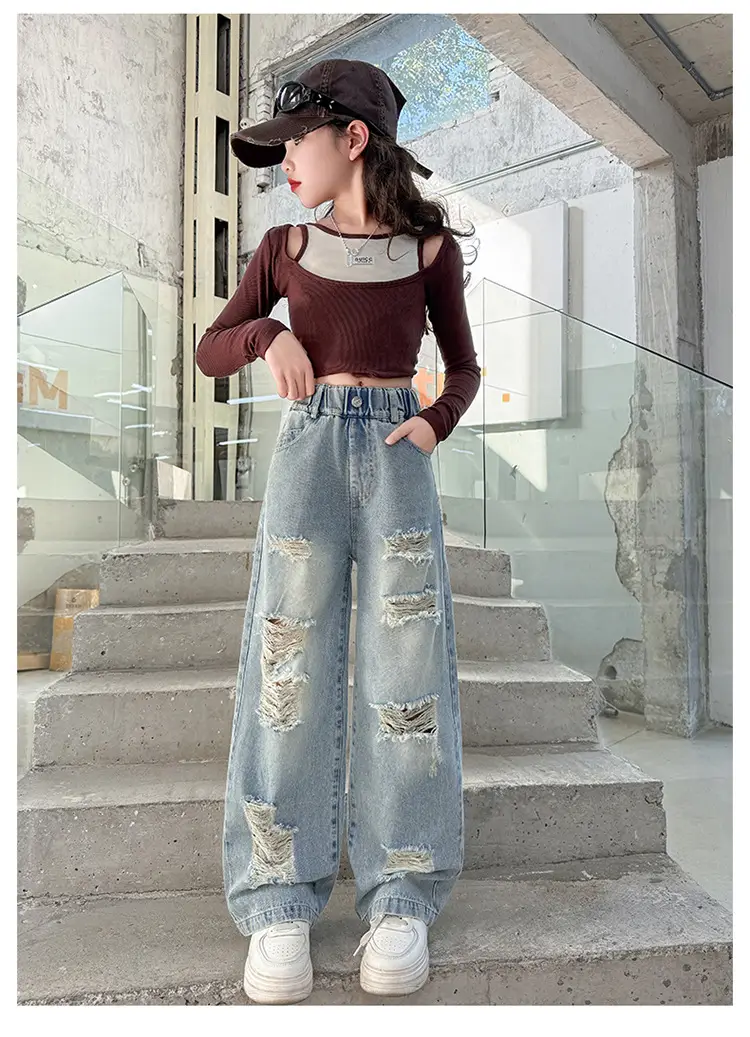 Korean Style Ripped Jeans for Girls Medium Large — feature 11
