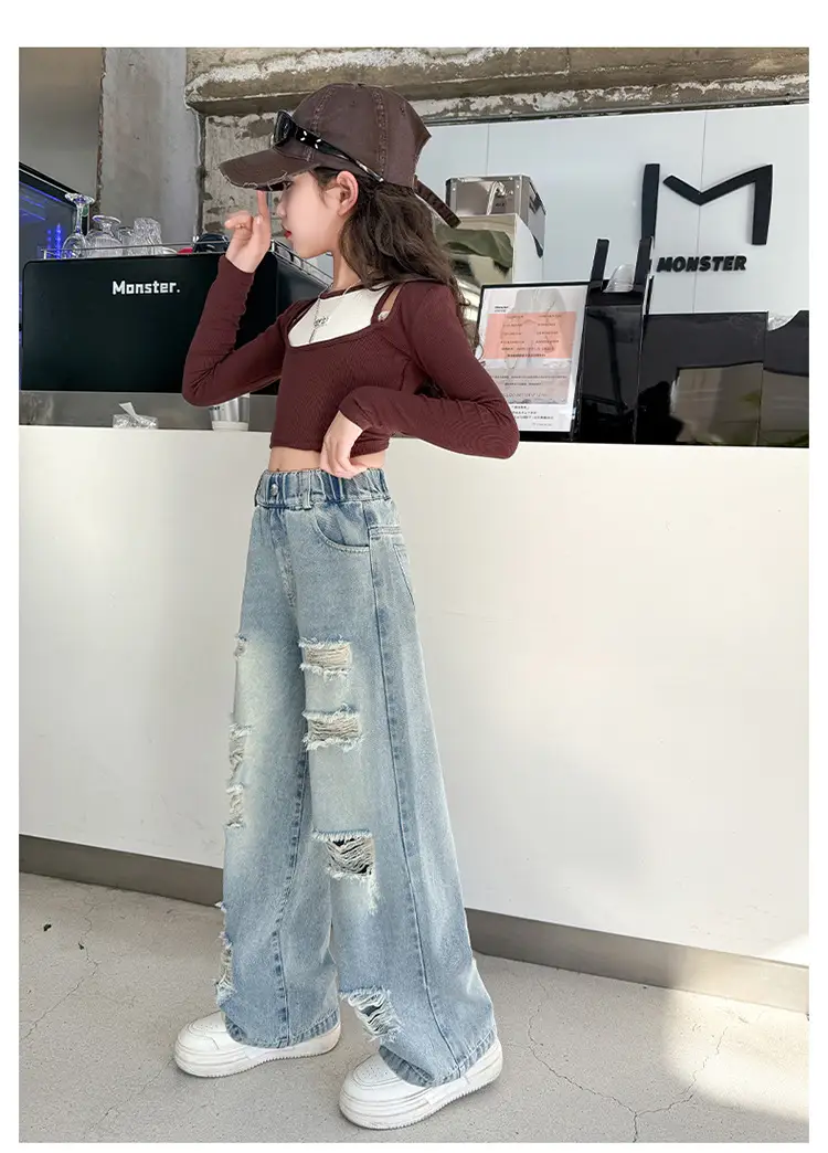 Korean Style Ripped Jeans for Girls Medium Large — feature 12