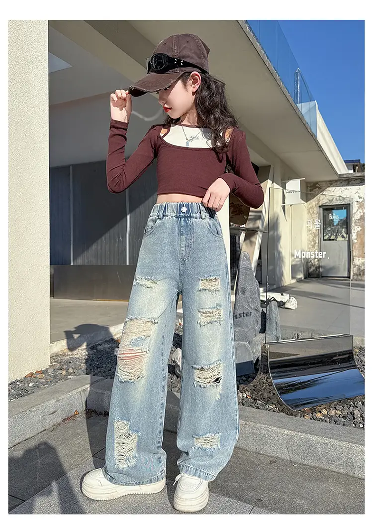Korean Style Ripped Jeans for Girls Medium Large — feature 13