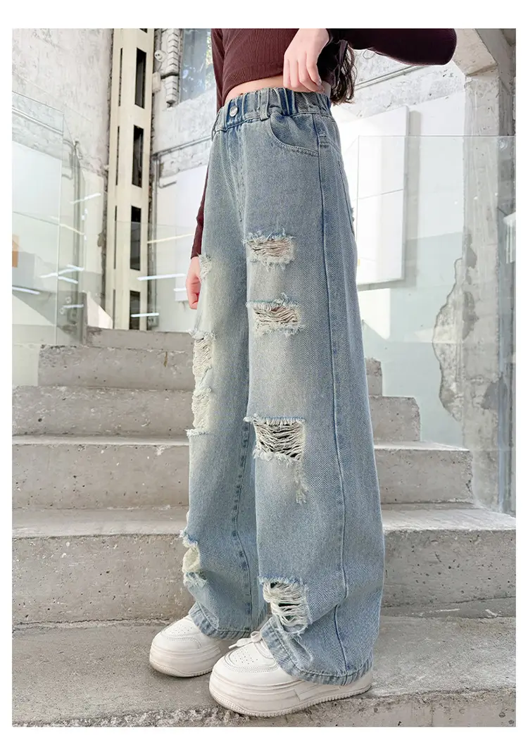 Korean Style Ripped Jeans for Girls Medium Large — feature 14