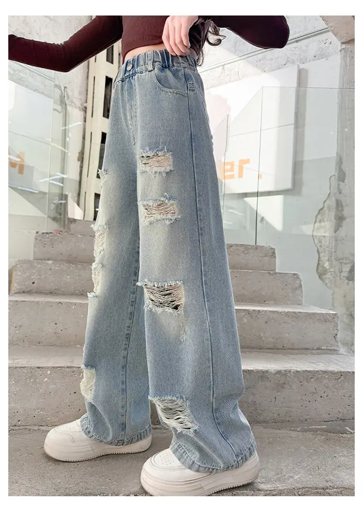 Korean Style Ripped Jeans for Girls Medium Large — feature 15