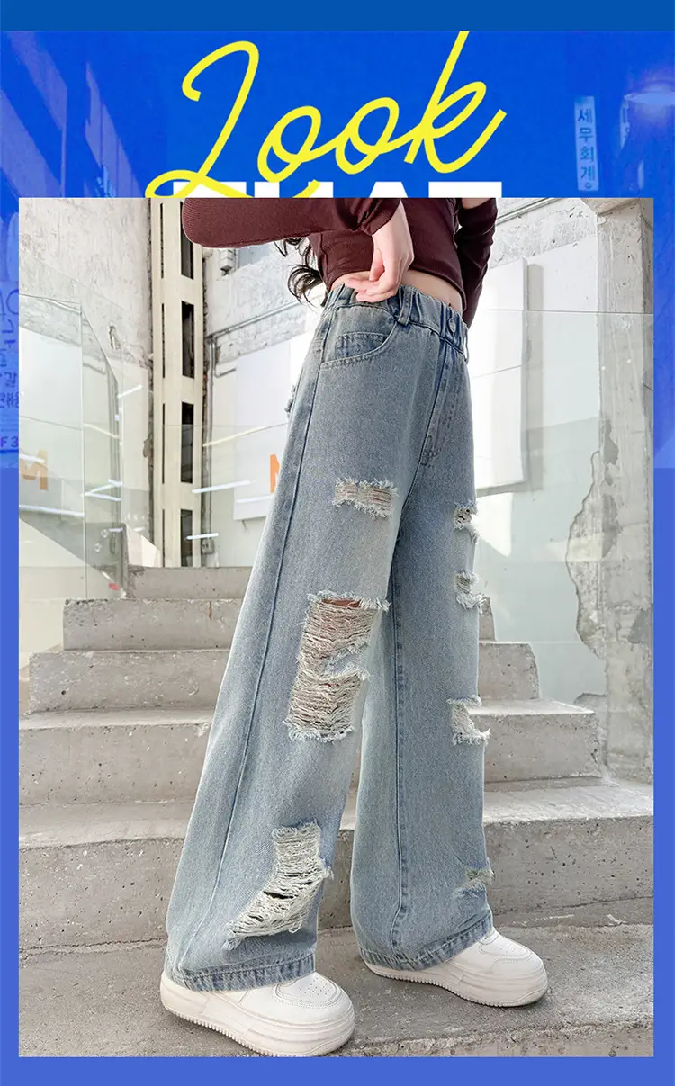 Korean Style Ripped Jeans for Girls Medium Large — feature 2