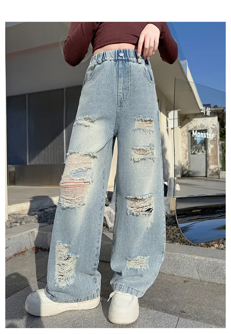 Korean Style Ripped Jeans for Girls Medium Large — feature 20