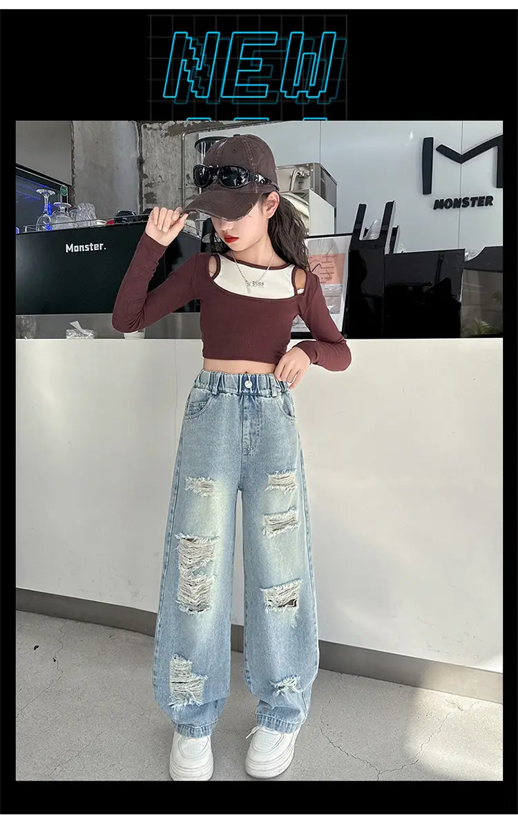 Korean Style Ripped Jeans for Girls Medium Large — feature 4